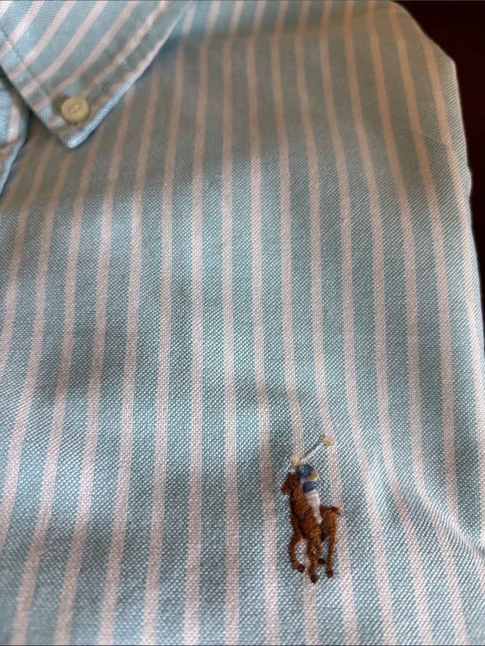 Ralph Lauren Light Blue & White Striped Button-Down Shirt. Classic Fit. M. - Picture 6 of 13